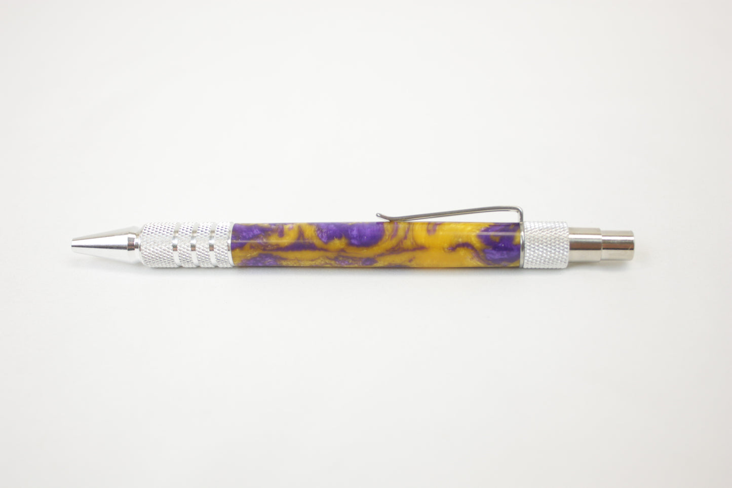 Aluminum EDC Duraclick w/ Purple & Yellow Swirled Epoxy Resin