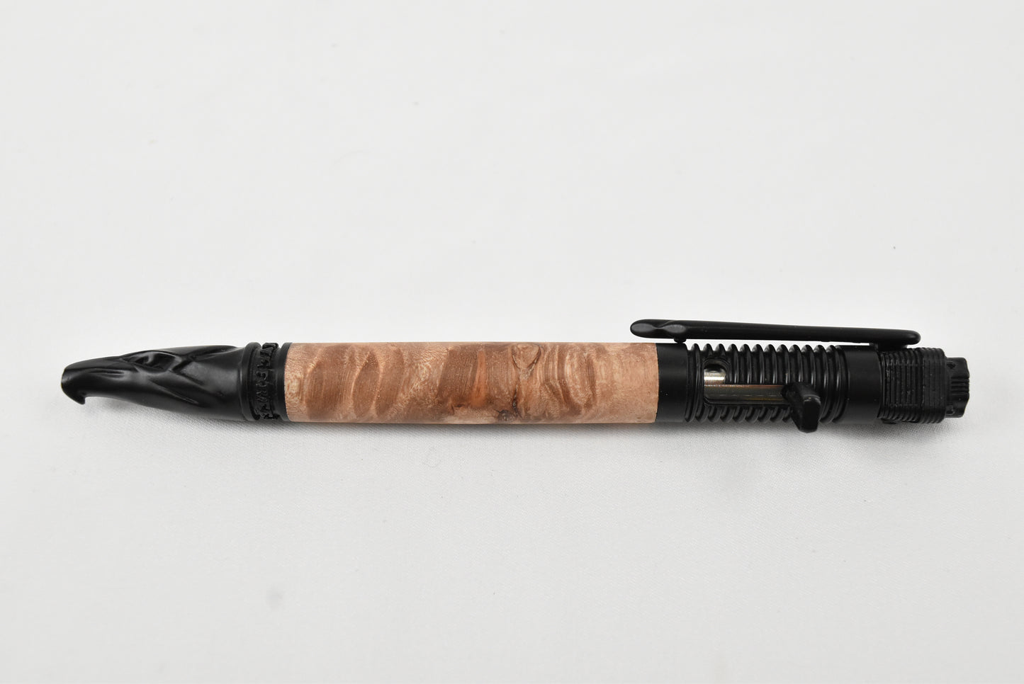 Motorcycle Matte Black Kickstart Pen w/ Figured Birch Wood