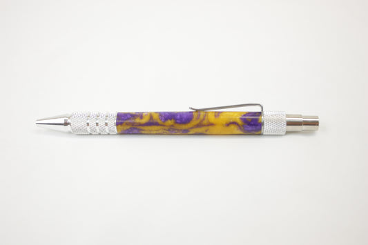 Aluminum EDC Duraclick w/ Purple & Yellow Swirled Epoxy Resin