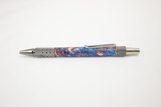 Gunmetal EDC Duraclick w/ Glittery Patriotic Swirled Epoxy Resin