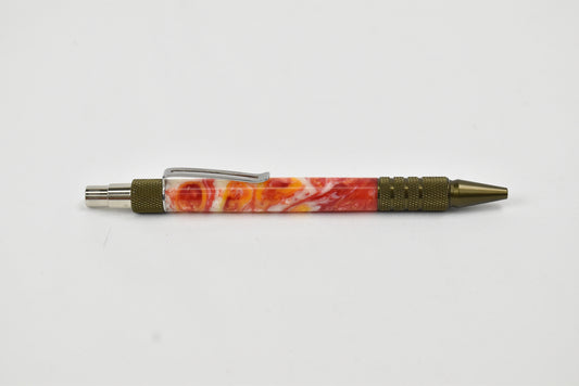 DuraClick EDC Burnt Bronze Aluminum w/ Red, Orange, & White Swirled Resin