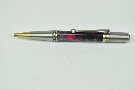 Majestic Squire Antique Brass and Pewter w/ Grey & Pink Swirled Resin